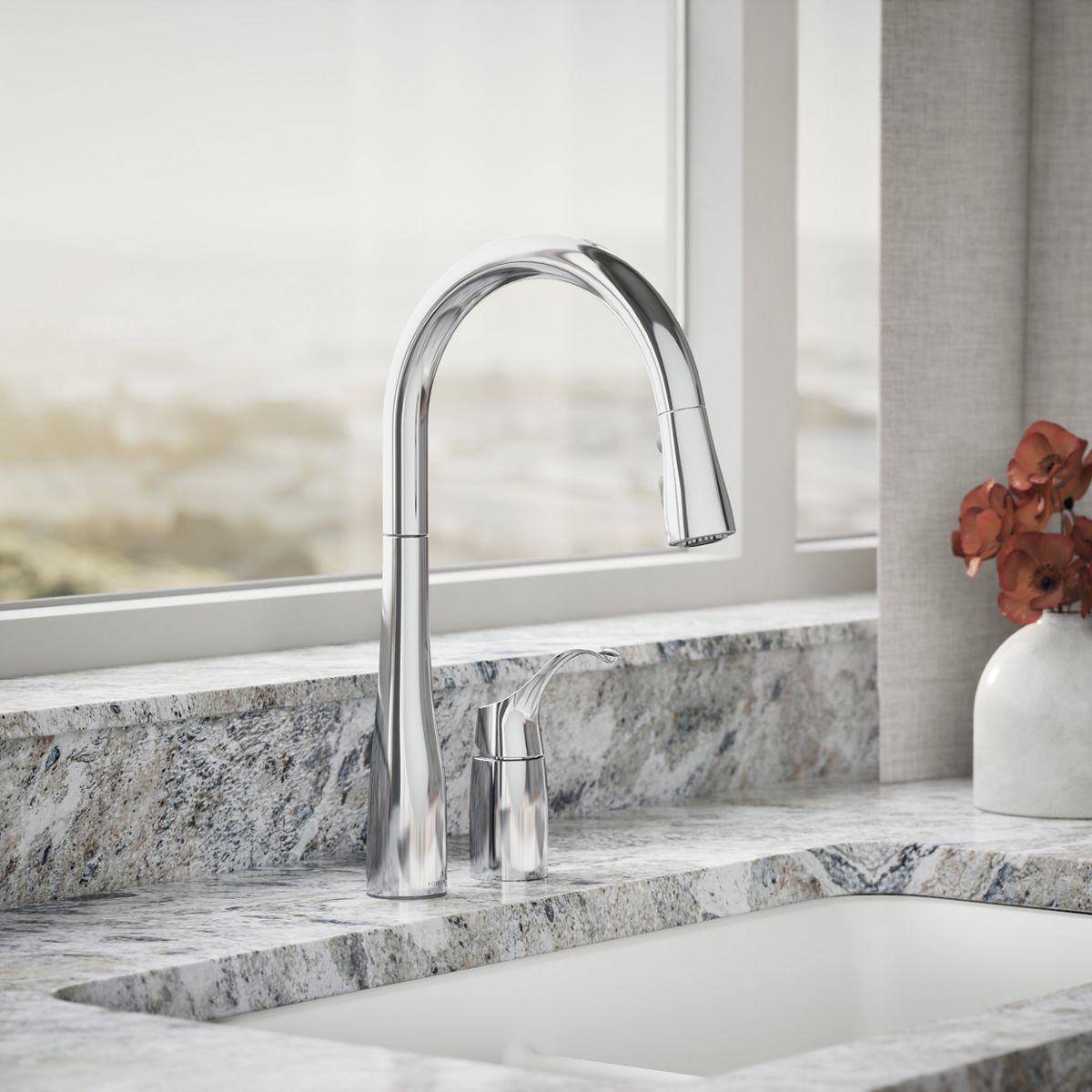 Simplice® Pull-down kitchen sink faucet with three-function sprayhead