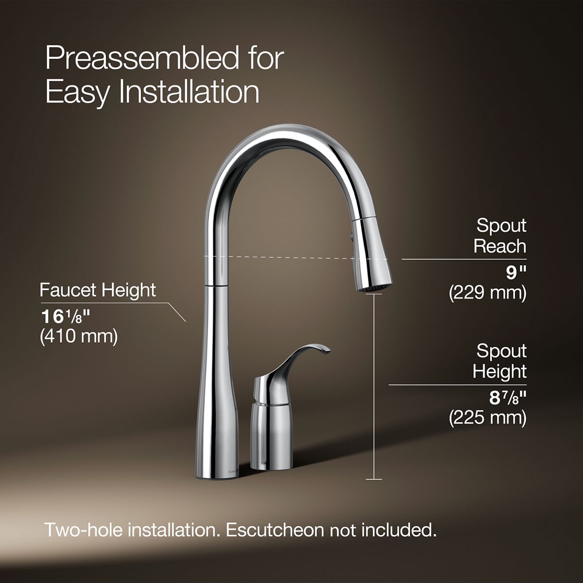 Simplice® Pull-down kitchen sink faucet with three-function sprayhead