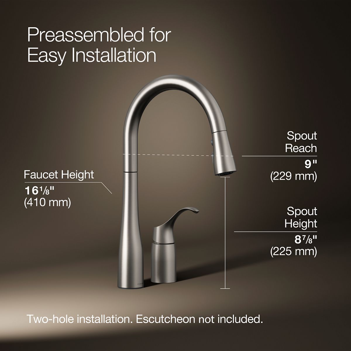 Simplice® Pull-down kitchen sink faucet with three-function sprayhead
