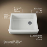 Whitehaven® 29-1/2" undermount single-bowl farmhouse kitchen sink