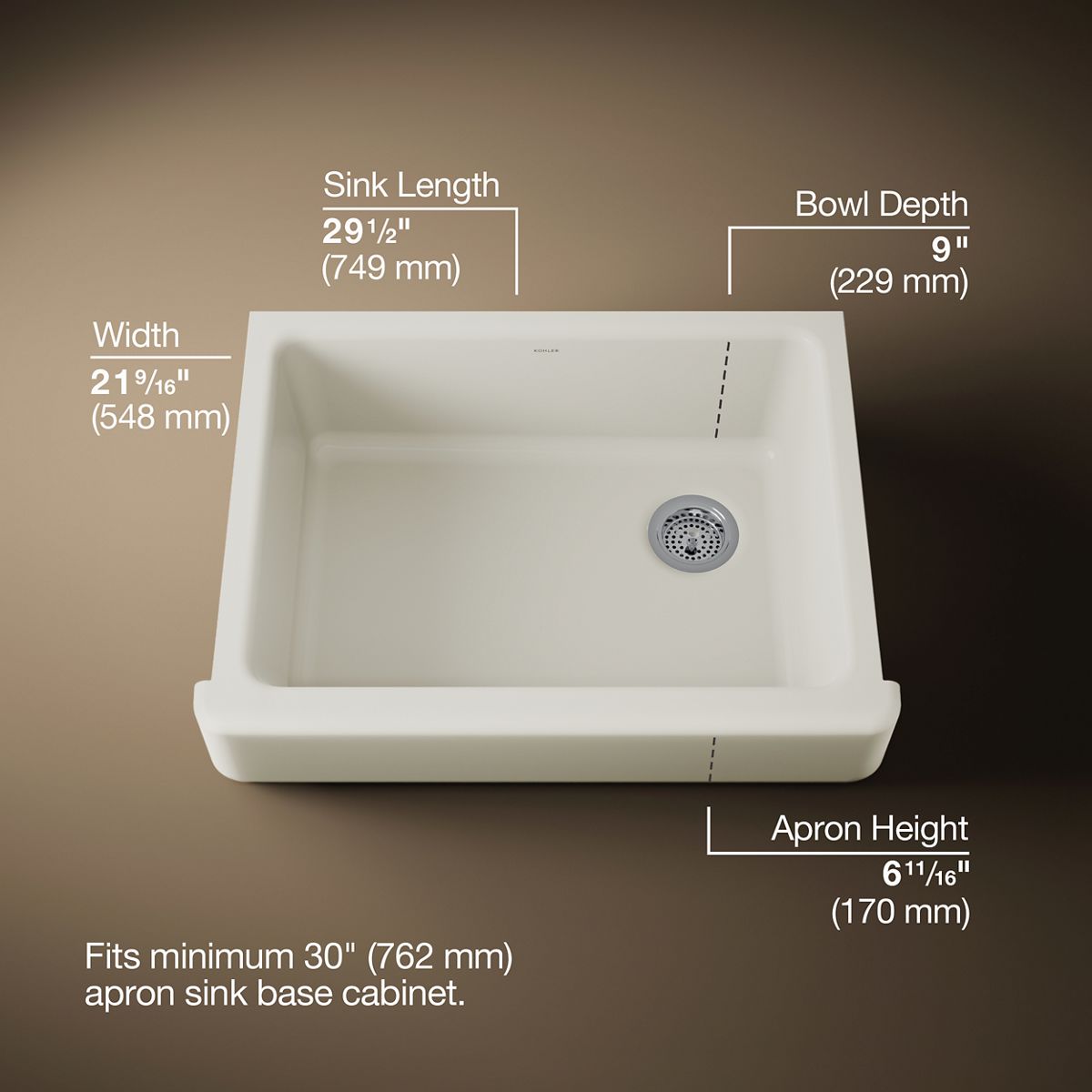 Whitehaven® 29-1/2" undermount single-bowl farmhouse kitchen sink