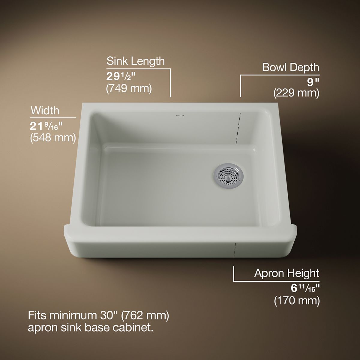 Whitehaven® 29-1/2" undermount single-bowl farmhouse kitchen sink