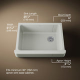 Whitehaven® 29-1/2" undermount single-bowl farmhouse kitchen sink