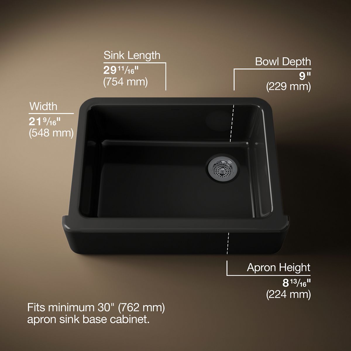 Whitehaven® 29-3/4" undermount single-bowl farmhouse kitchen sink