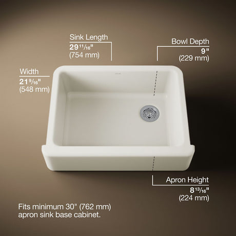 Whitehaven® 29-3/4" undermount single-bowl farmhouse kitchen sink