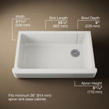 Whitehaven® 35-1/2" undermount single-bowl farmhouse kitchen sink