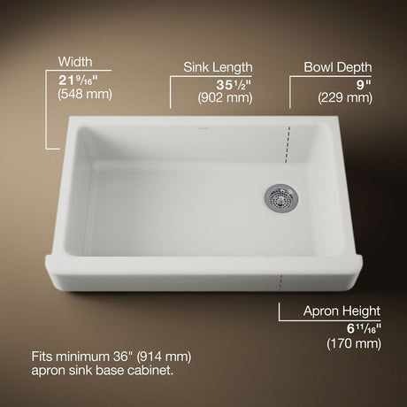Whitehaven® 35-1/2" undermount single-bowl farmhouse kitchen sink
