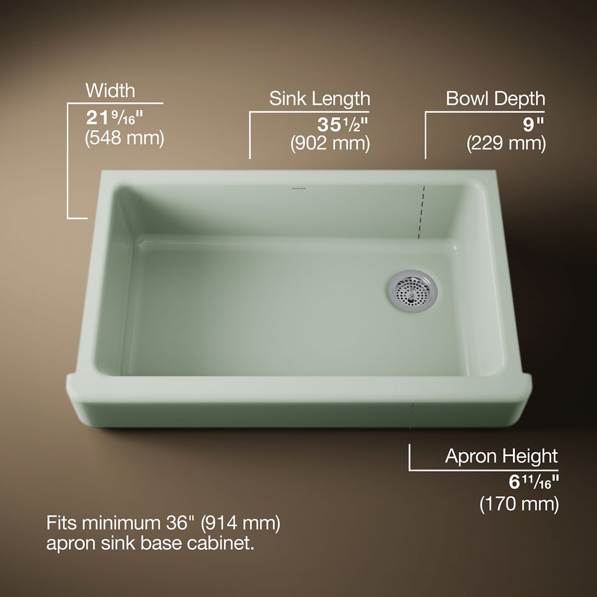Whitehaven® 35-1/2" undermount single-bowl farmhouse kitchen sink