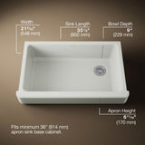 Whitehaven® 35-1/2" undermount single-bowl farmhouse kitchen sink