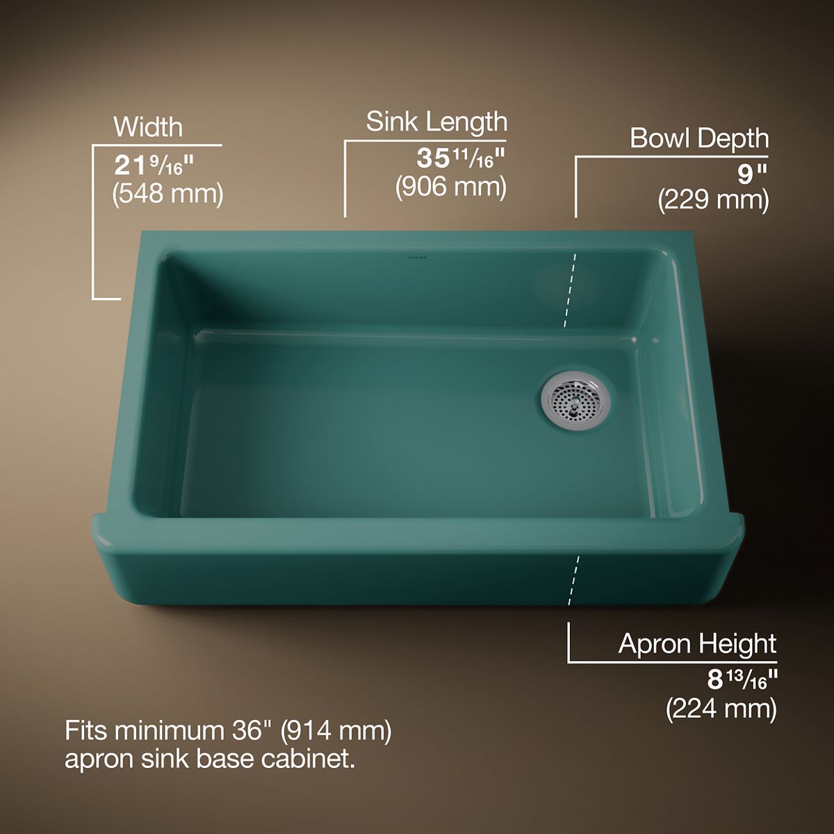 Whitehaven® 35-3/4" undermount single-bowl farmhouse kitchen sink
