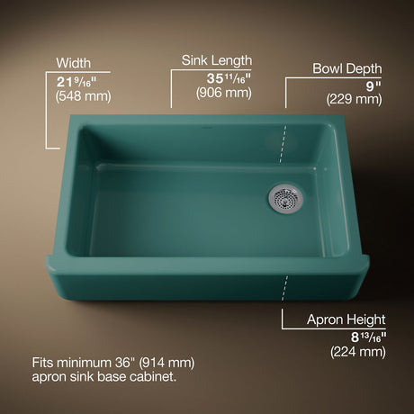 Whitehaven® 35-3/4" undermount single-bowl farmhouse kitchen sink