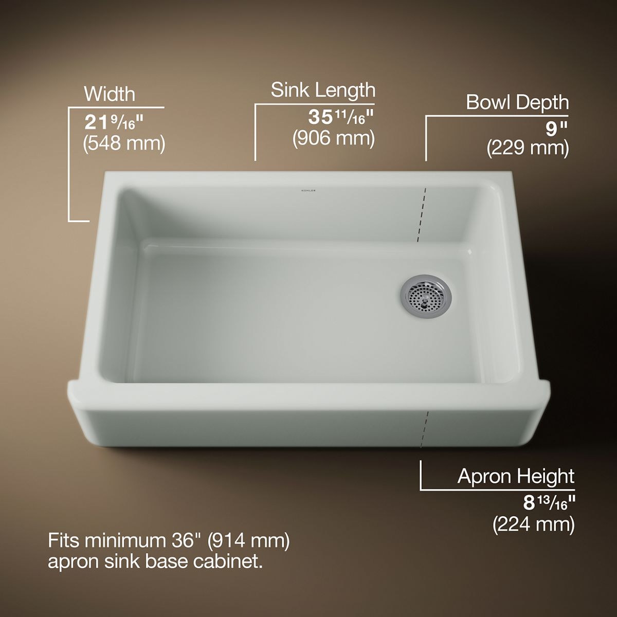 Whitehaven® 35-3/4" undermount single-bowl farmhouse kitchen sink