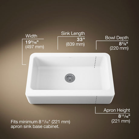 Dickinson® 33" undermount single-bowl farmhouse kitchen sink