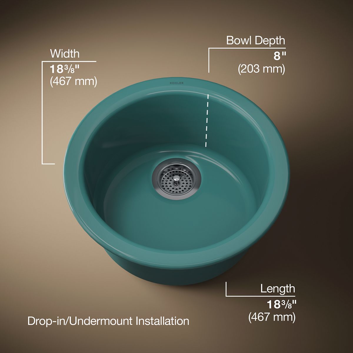 Porto Fino™ 18-1/2" top-/undermount single-bowl bar sink