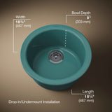 Porto Fino™ 18-1/2" top-/undermount single-bowl bar sink
