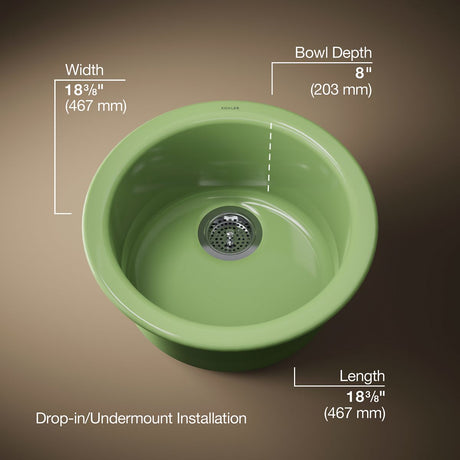 Porto Fino™ 18-1/2" top-/undermount single-bowl bar sink