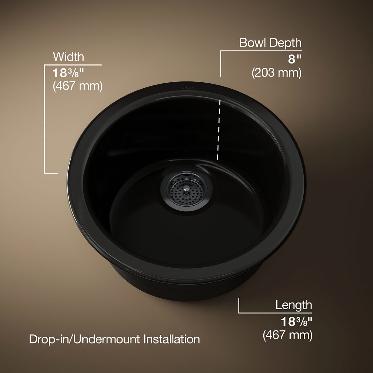 Porto Fino™ 18-1/2" top-/undermount single-bowl bar sink