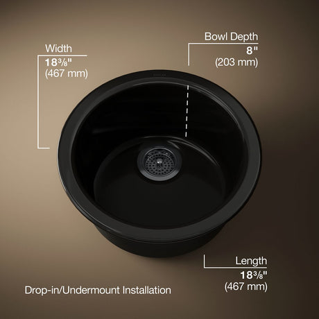 Porto Fino™ 18-1/2" top-/undermount single-bowl bar sink