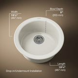 Porto Fino™ 18-1/2" top-/undermount single-bowl bar sink