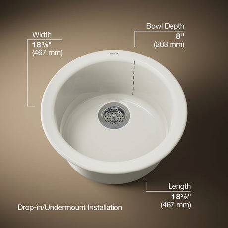 Porto Fino™ 18-1/2" top-/undermount single-bowl bar sink