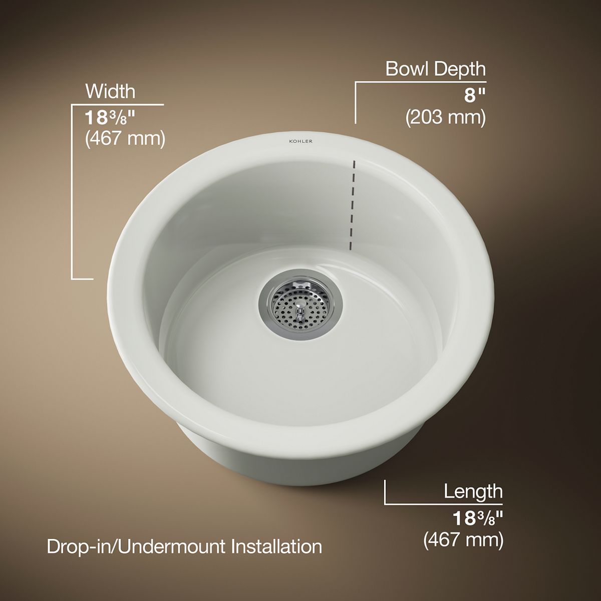 Porto Fino™ 18-1/2" top-/undermount single-bowl bar sink