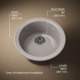 Porto Fino™ 18-1/2" top-/undermount single-bowl bar sink