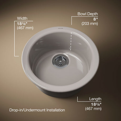 Porto Fino™ 18-1/2" top-/undermount single-bowl bar sink