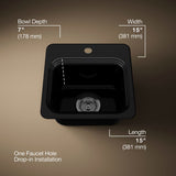 Northland™ 15" top-mount single-bowl bar sink