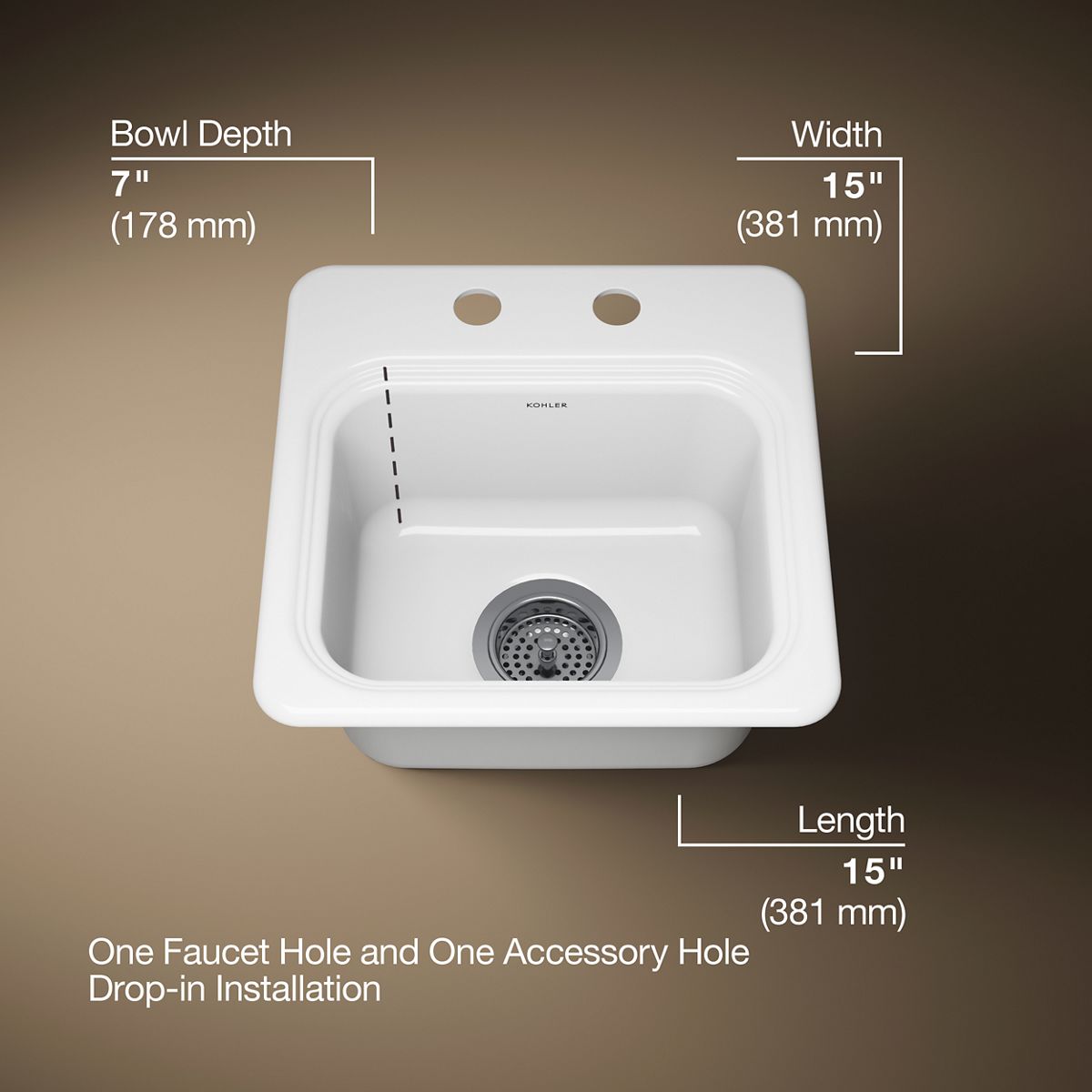 Northland™ 15" top-mount single-bowl bar sink