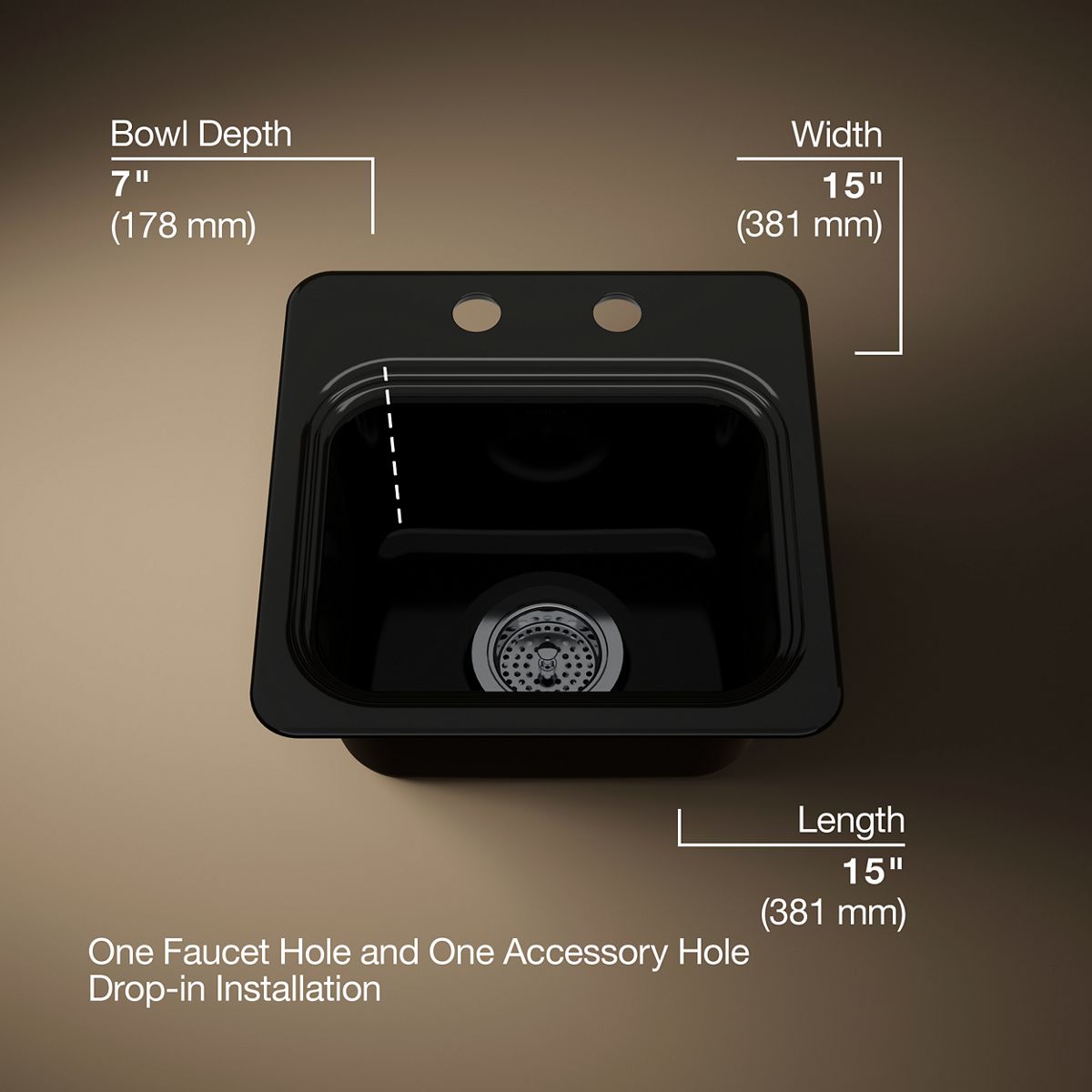 Northland™ 15" top-mount single-bowl bar sink