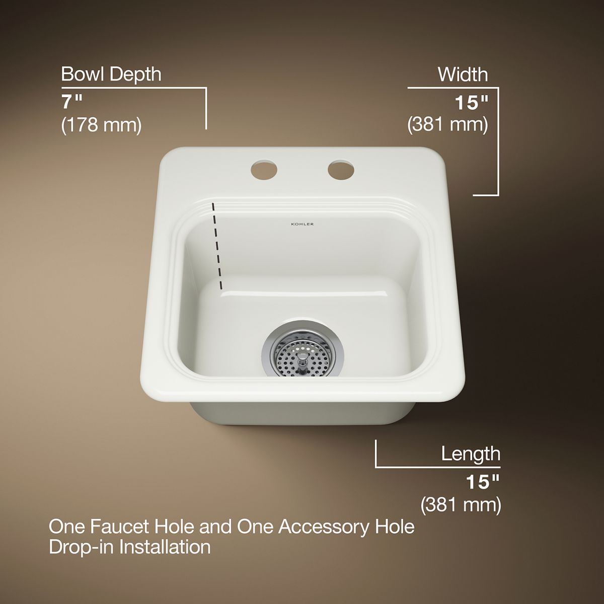 Northland™ 15" top-mount single-bowl bar sink