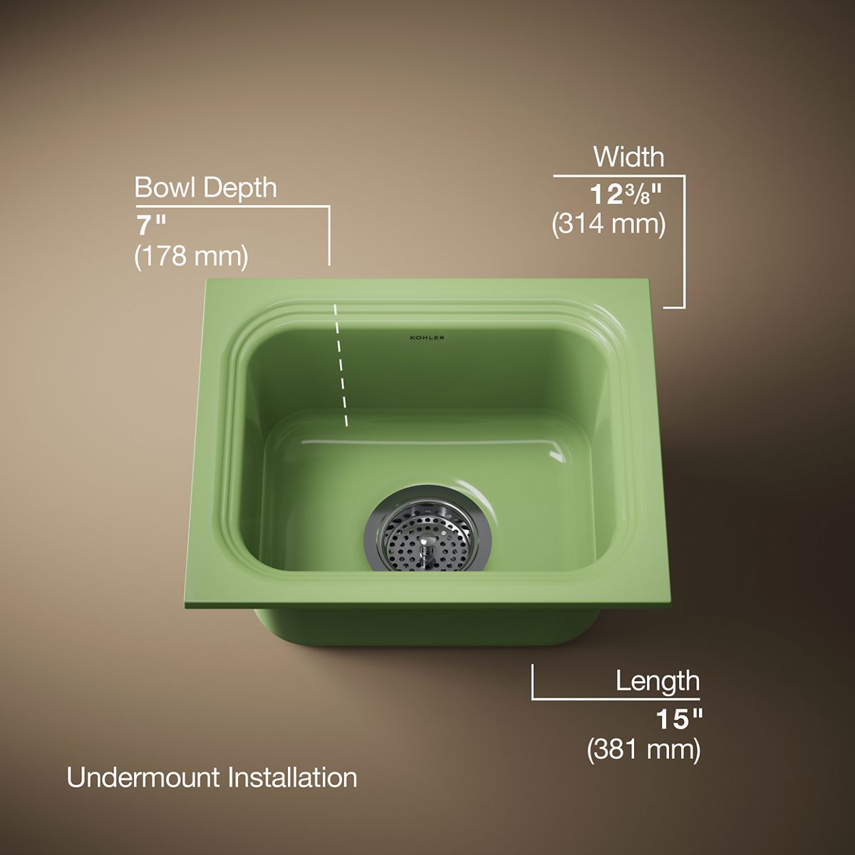 Northland™ 15" undermount single-bowl bar sink