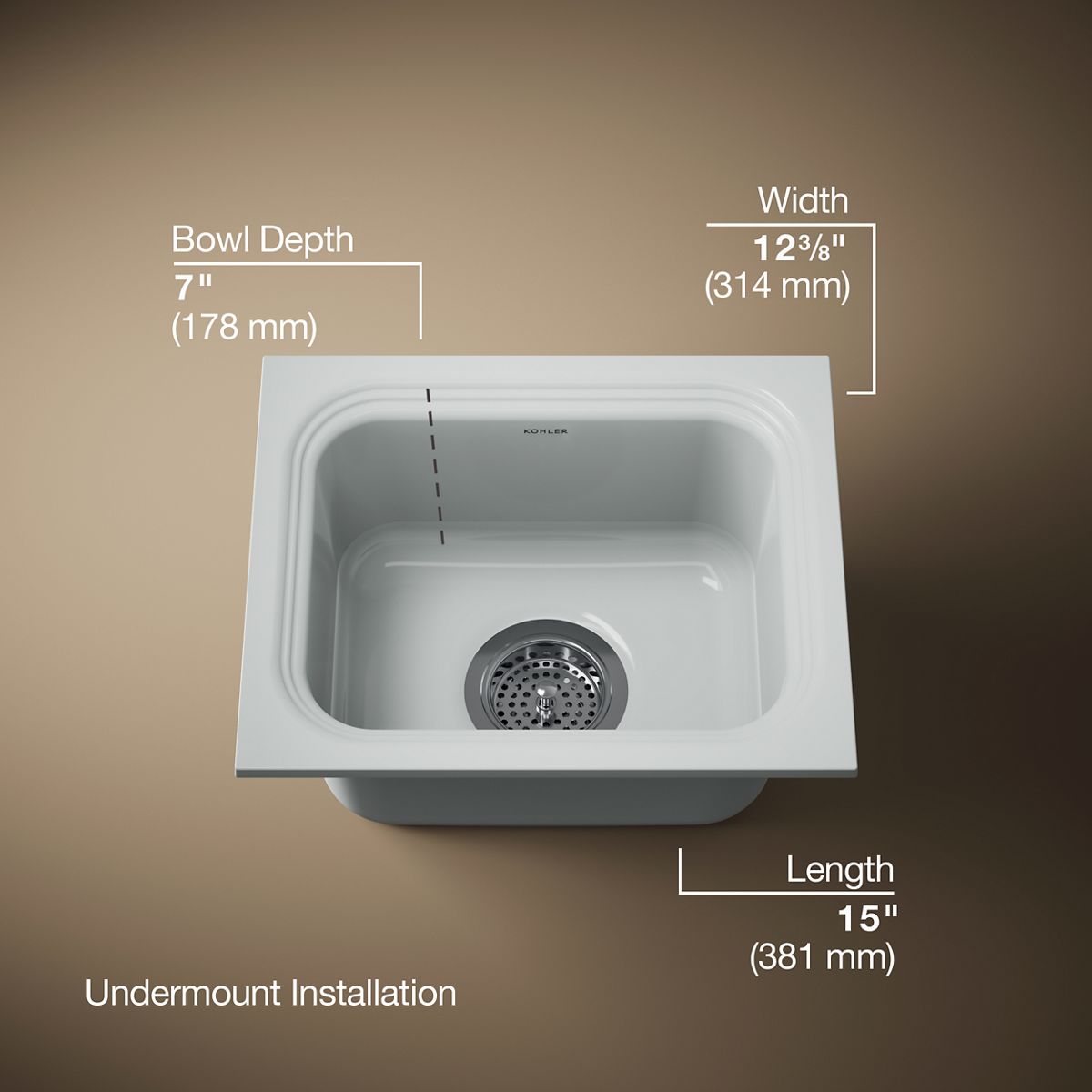 Northland™ 15" undermount single-bowl bar sink