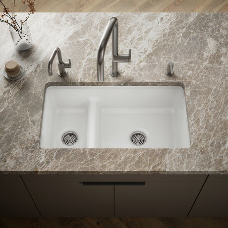 Iron/Tones® Smart Divide® 33" top-/undermount double-bowl kitchen sink
