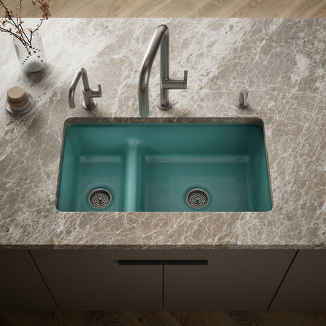 Iron/Tones® Smart Divide® 33" top-/undermount double-bowl kitchen sink