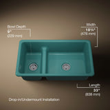 Iron/Tones® Smart Divide® 33" top-/undermount double-bowl kitchen sink