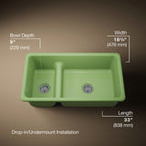 Iron/Tones® Smart Divide® 33" top-/undermount double-bowl kitchen sink