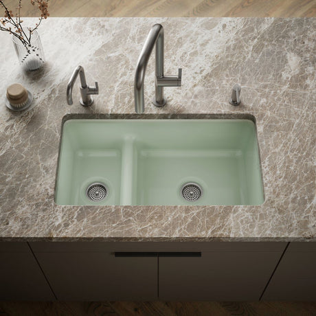 Iron/Tones® Smart Divide® 33" top-/undermount double-bowl kitchen sink