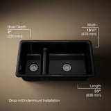 Iron/Tones® Smart Divide® 33" top-/undermount double-bowl kitchen sink