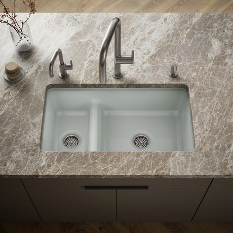 Iron/Tones® Smart Divide® 33" top-/undermount double-bowl kitchen sink