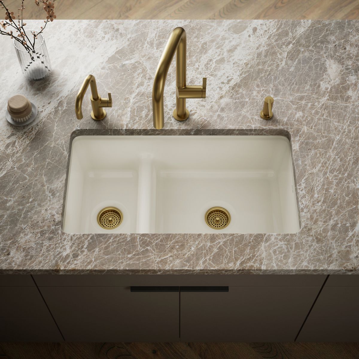 Iron/Tones® Smart Divide® 33" top-/undermount double-bowl kitchen sink