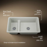 Iron/Tones® Smart Divide® 33" top-/undermount double-bowl kitchen sink