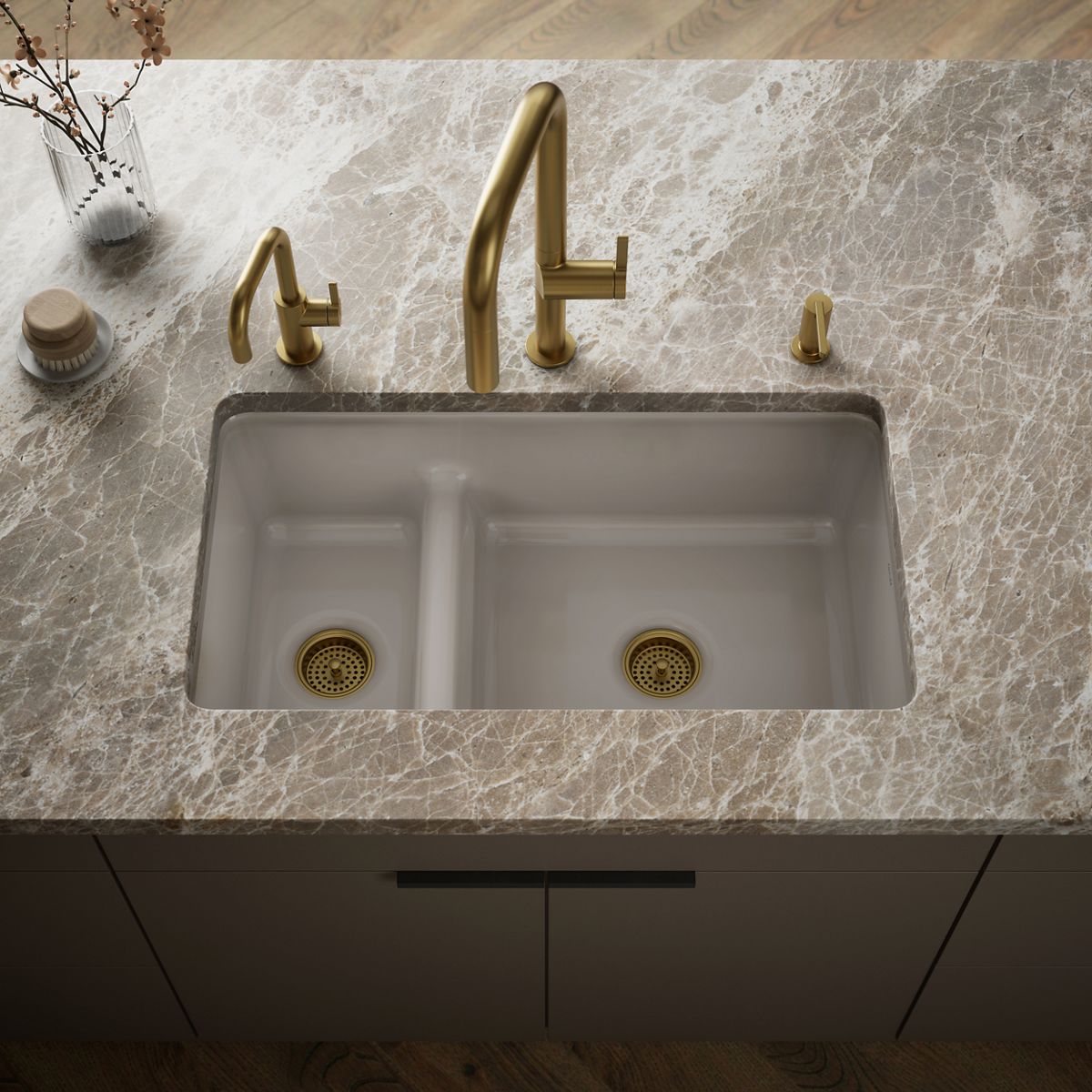 Iron/Tones® Smart Divide® 33" top-/undermount double-bowl kitchen sink