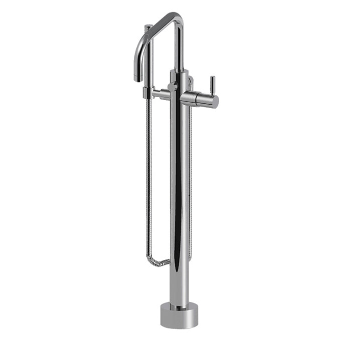 Floor mount tub filler with hand shower