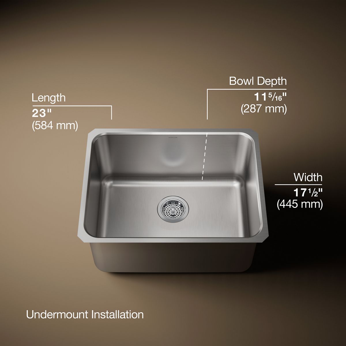 Undertone® 23" undermount single-bowl utility sink