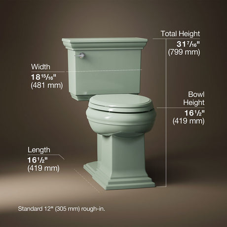 Memoirs® Stately Two-piece elongated toilet with concealed trapway, 1.28 gpf