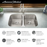 Portsmouth® 32 x 18-Inch Stainless Steel Undermount Double-Bowl ADA Kitchen Sink