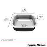 Portsmouth® 18 x 16-Inch Stainless Steel Undermount Single-Bowl ADA Kitchen Sink