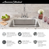 Portsmouth® 23 x 18-Inch Stainless Steel Undermount Single-Bowl ADA Kitchen Sink