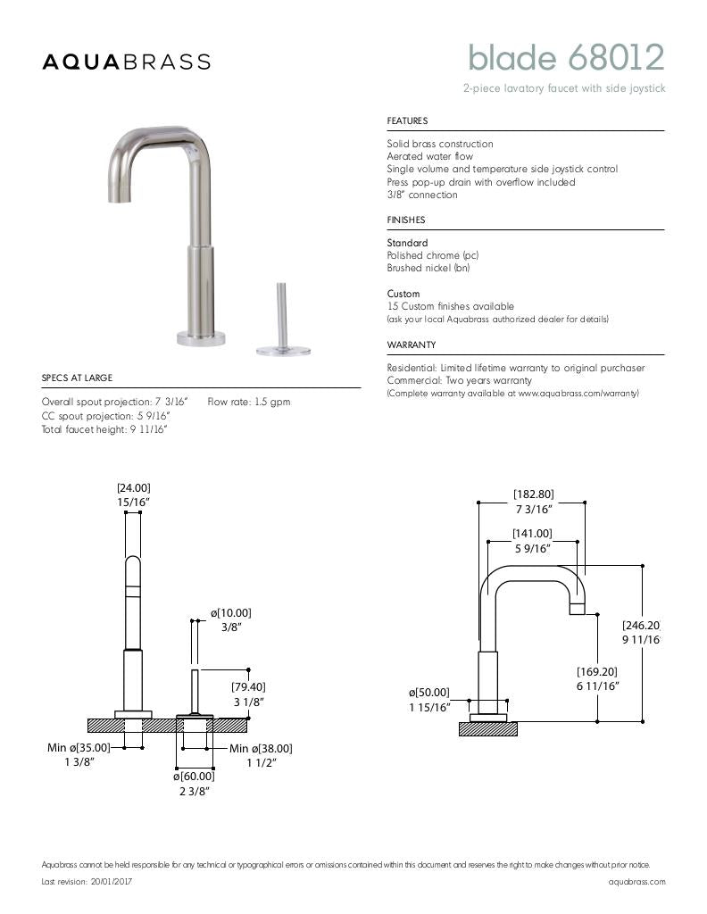 2-piece lavatory faucet with side joystick